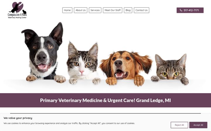 Screenshot of compassion4pawshealing.com