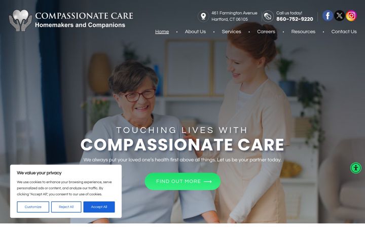 Screenshot of compassionatecarehc.com