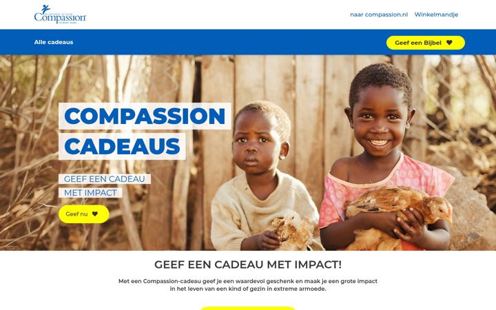 Captura de pantalla de compassioncadeaus.nl