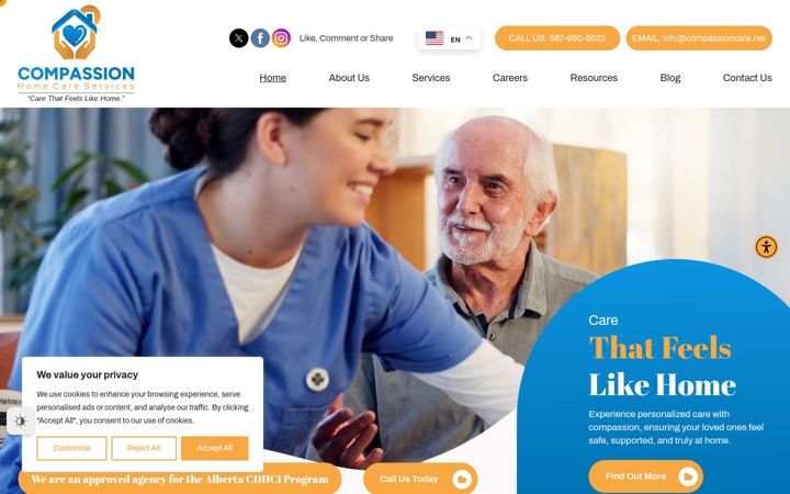 Screenshot of compassioncare.net