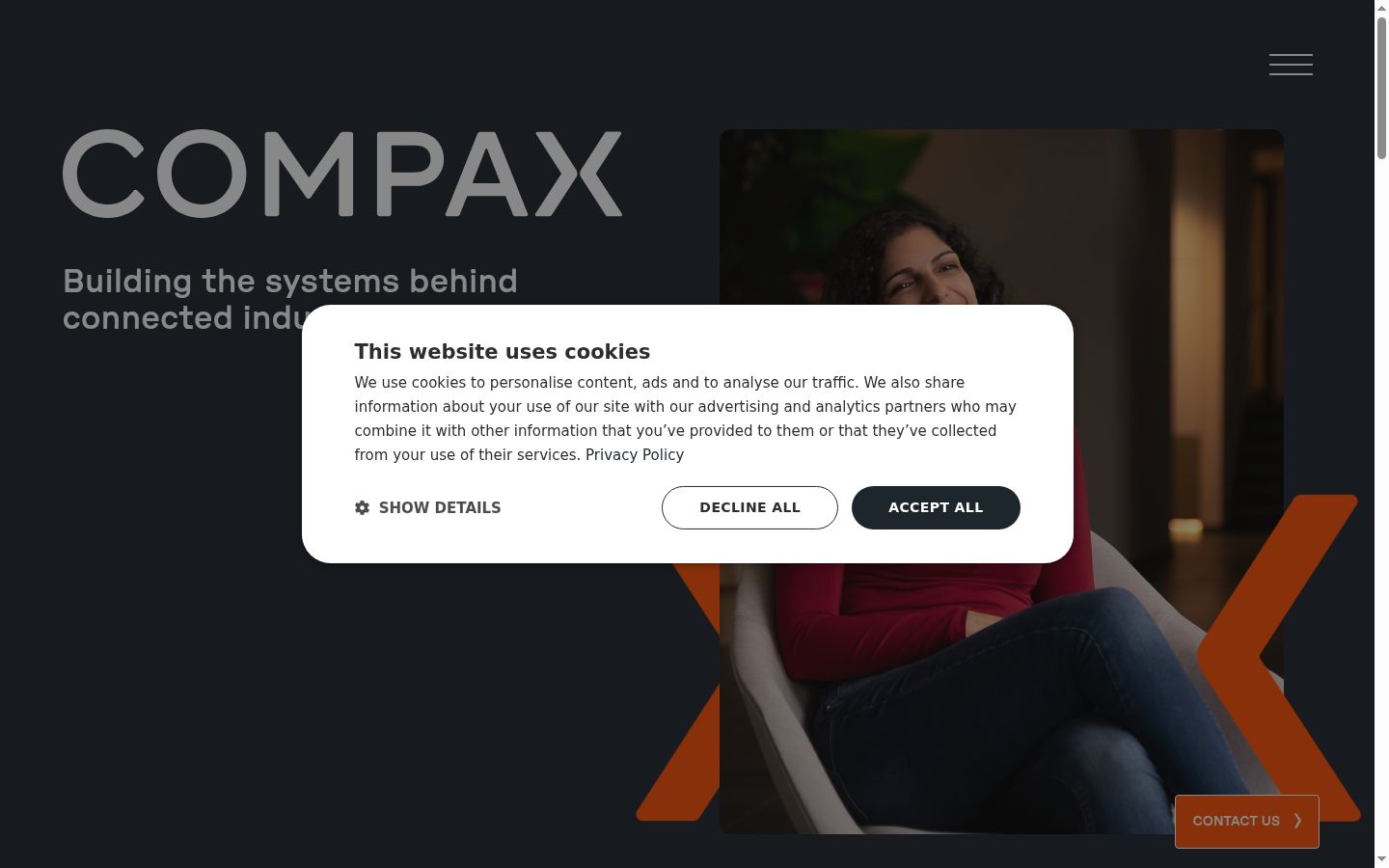 Screenshot of the consent banner shown before any interaction