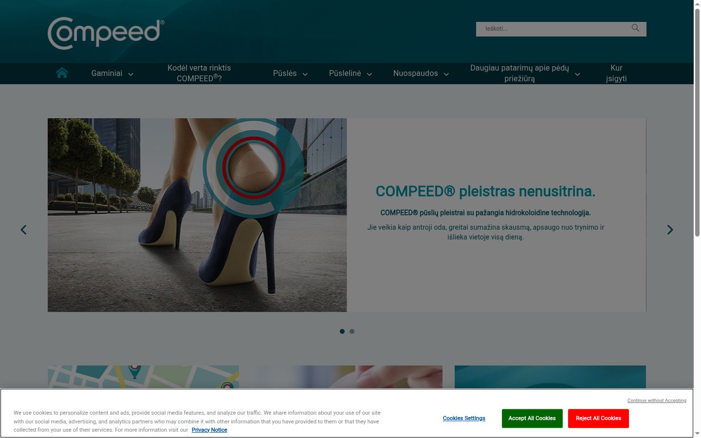Screenshot del banner di consenso mostrato prima di qualsiasi interazione