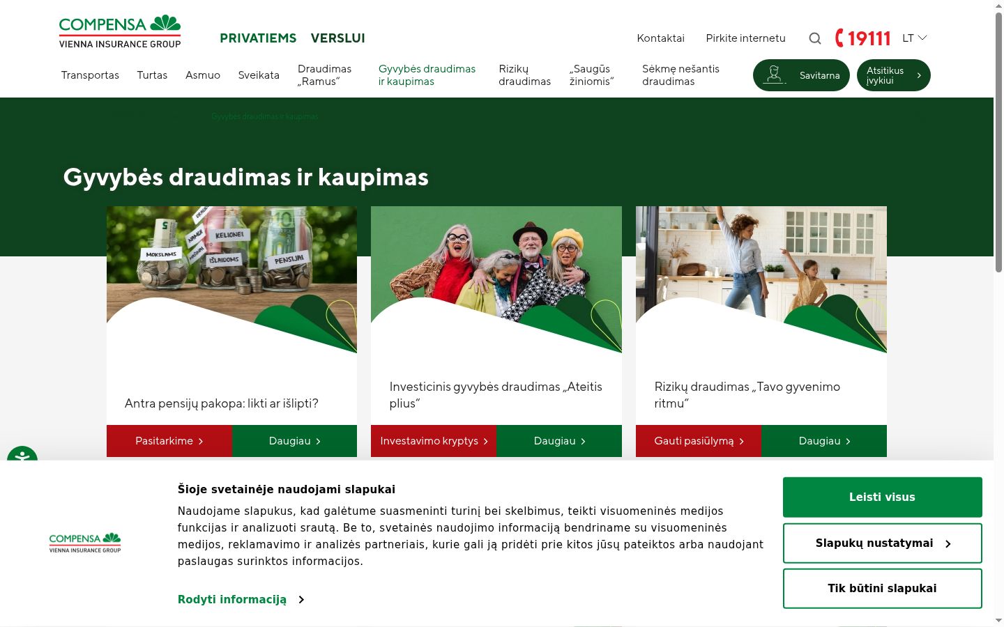 Skærmbillede af samtykkebanneret, som det blev vist før nogen interaktion