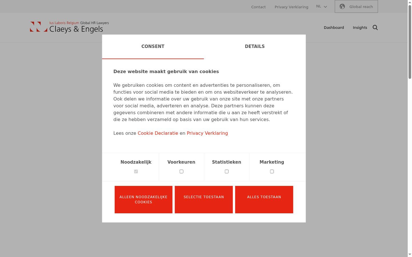 Screenshot del banner di consenso mostrato prima di qualsiasi interazione