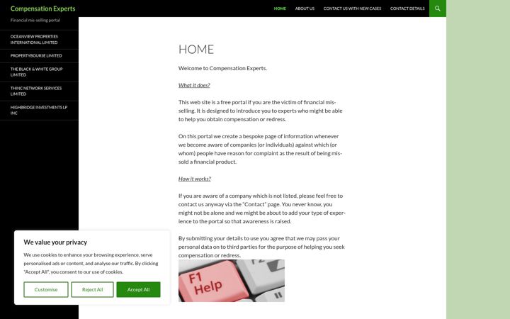 Screenshot of compensationexperts.co.uk