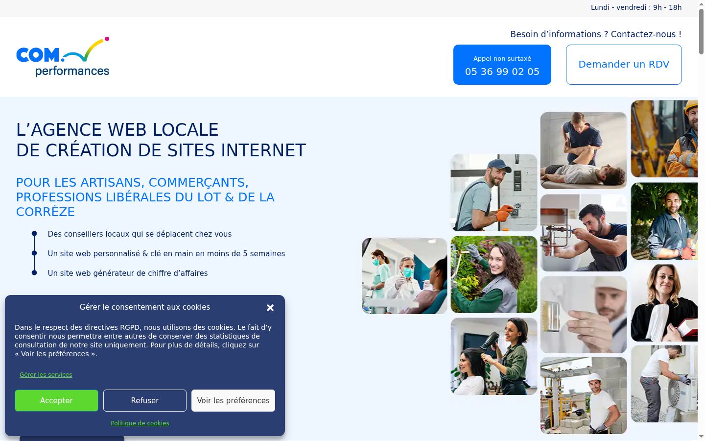Capture d'écran de la bannière de consentement affichée avant toute interaction