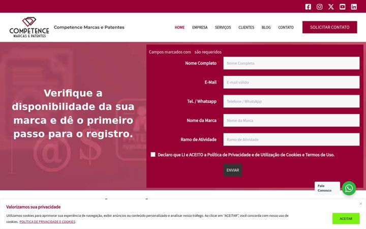Snímek obrazovky competencemarcasepatentes.com.br