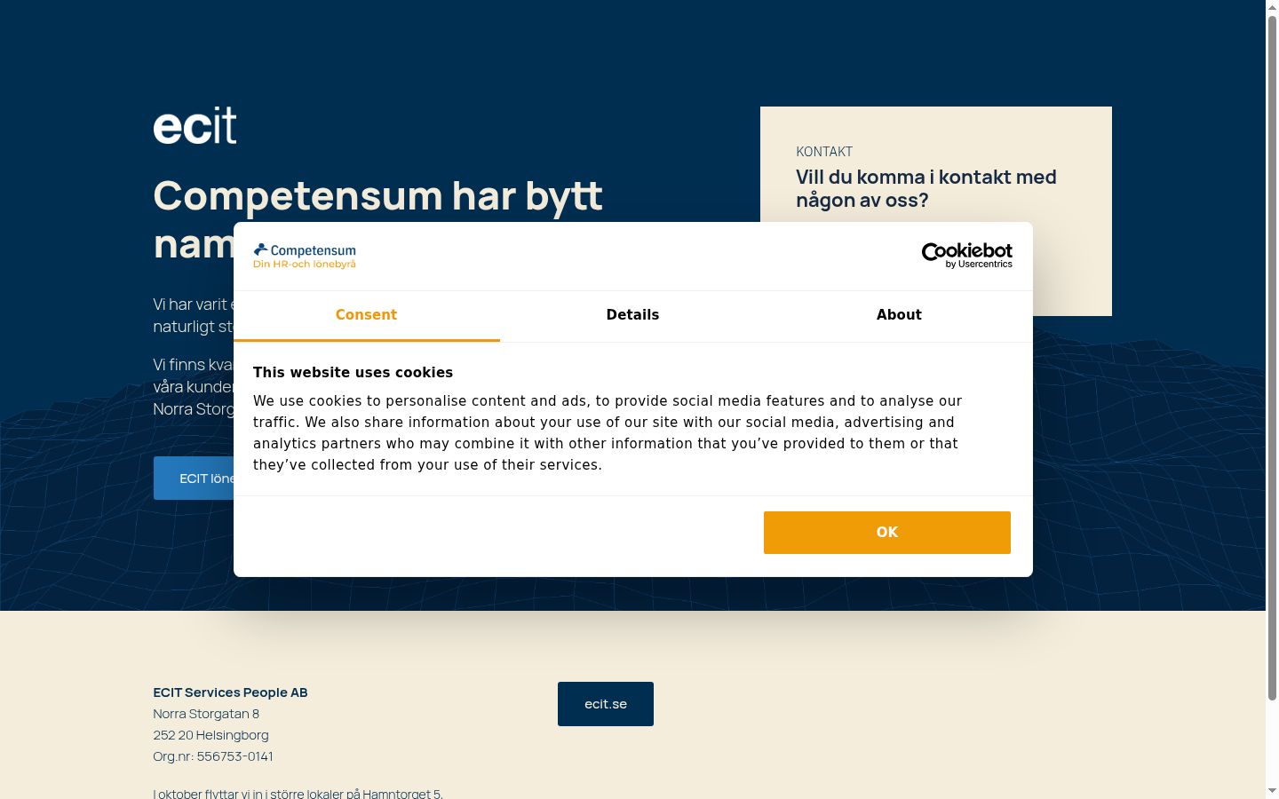 Sutikimo reklamjuostės, rodytos prieš bet kokią sąveiką, ekrano kopija