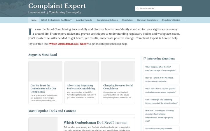 Screenshot of complaintexpert.co.uk