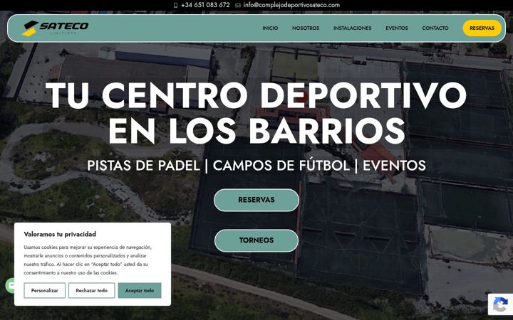 Screenshot of complejodeportivosateco.com