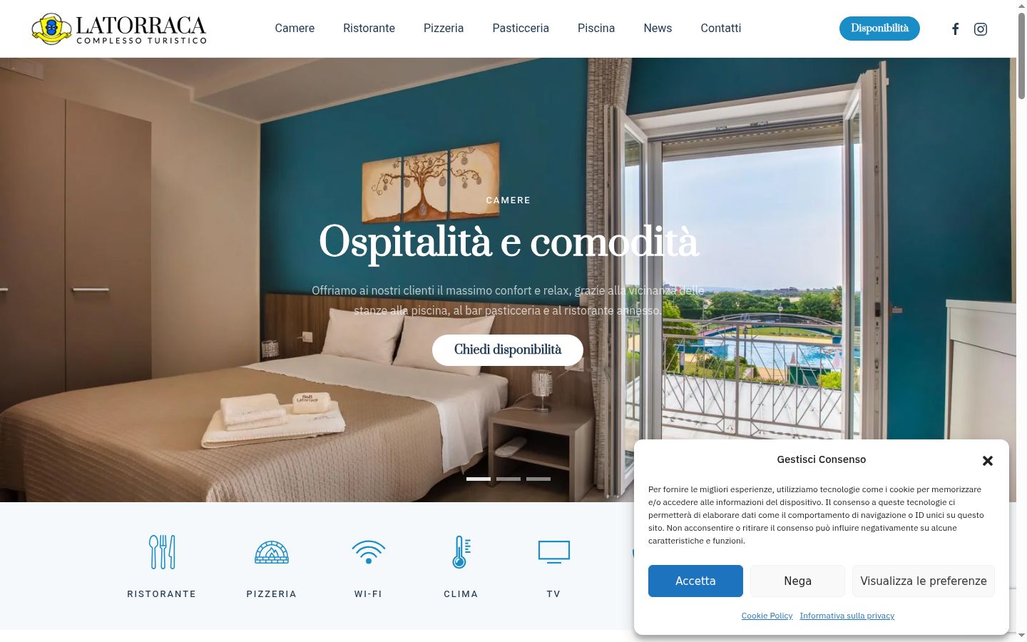 Screenshot del banner di consenso mostrato prima di qualsiasi interazione