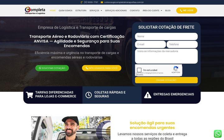 Snímek obrazovky completatransportes.com.br