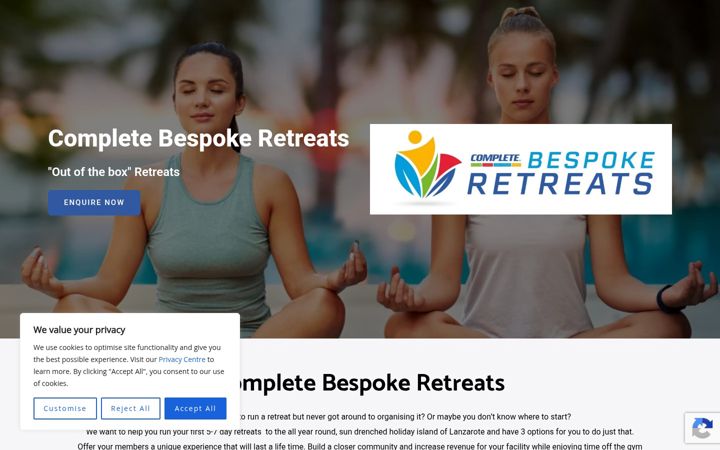 Screenshot of completebespokeretreats.com