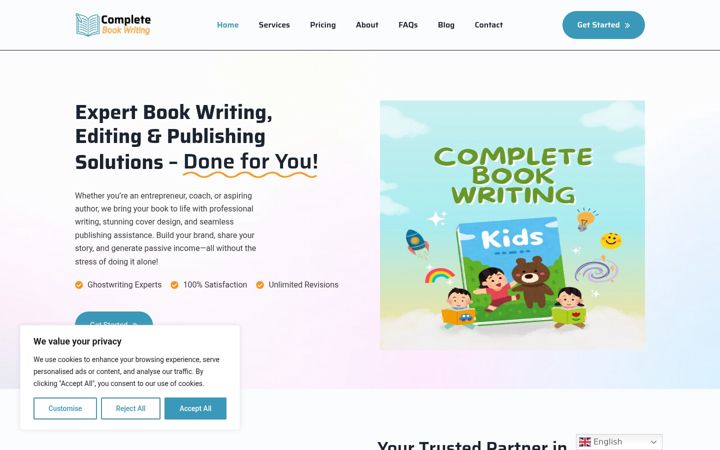 Screenshot of completebookwriting.com