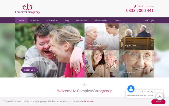 Captura de ecrã de completecareagency.co.uk