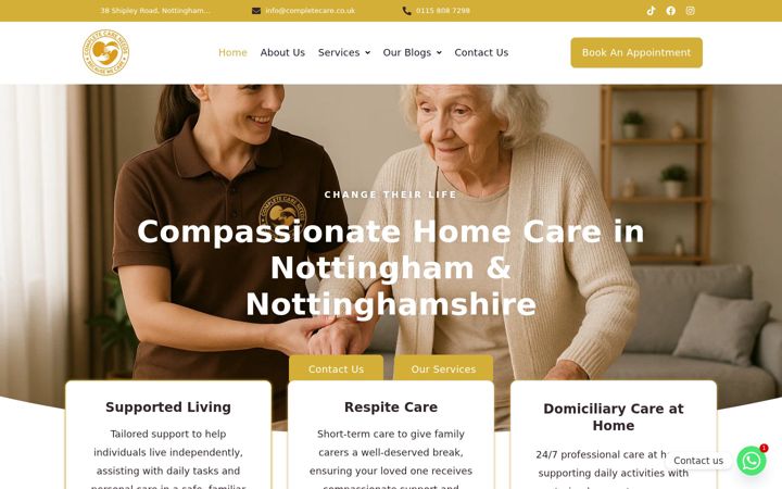 Captura de ecrã de completecareneeds.co.uk