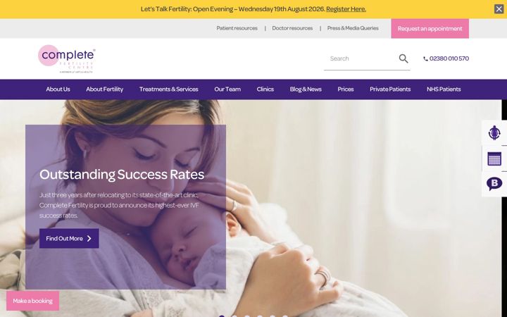 Captura de ecrã de completefertility.co.uk