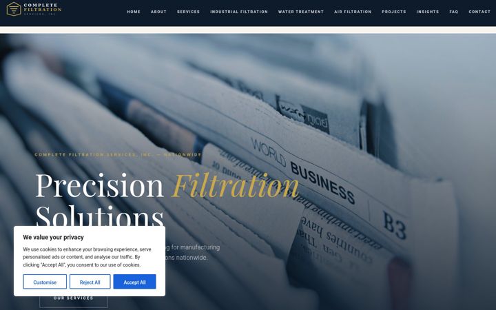 Screenshot of completefiltrationservicesinc.com