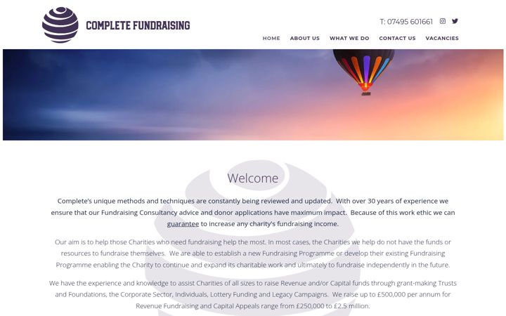 Captura de ecrã de completefundraising.co.uk