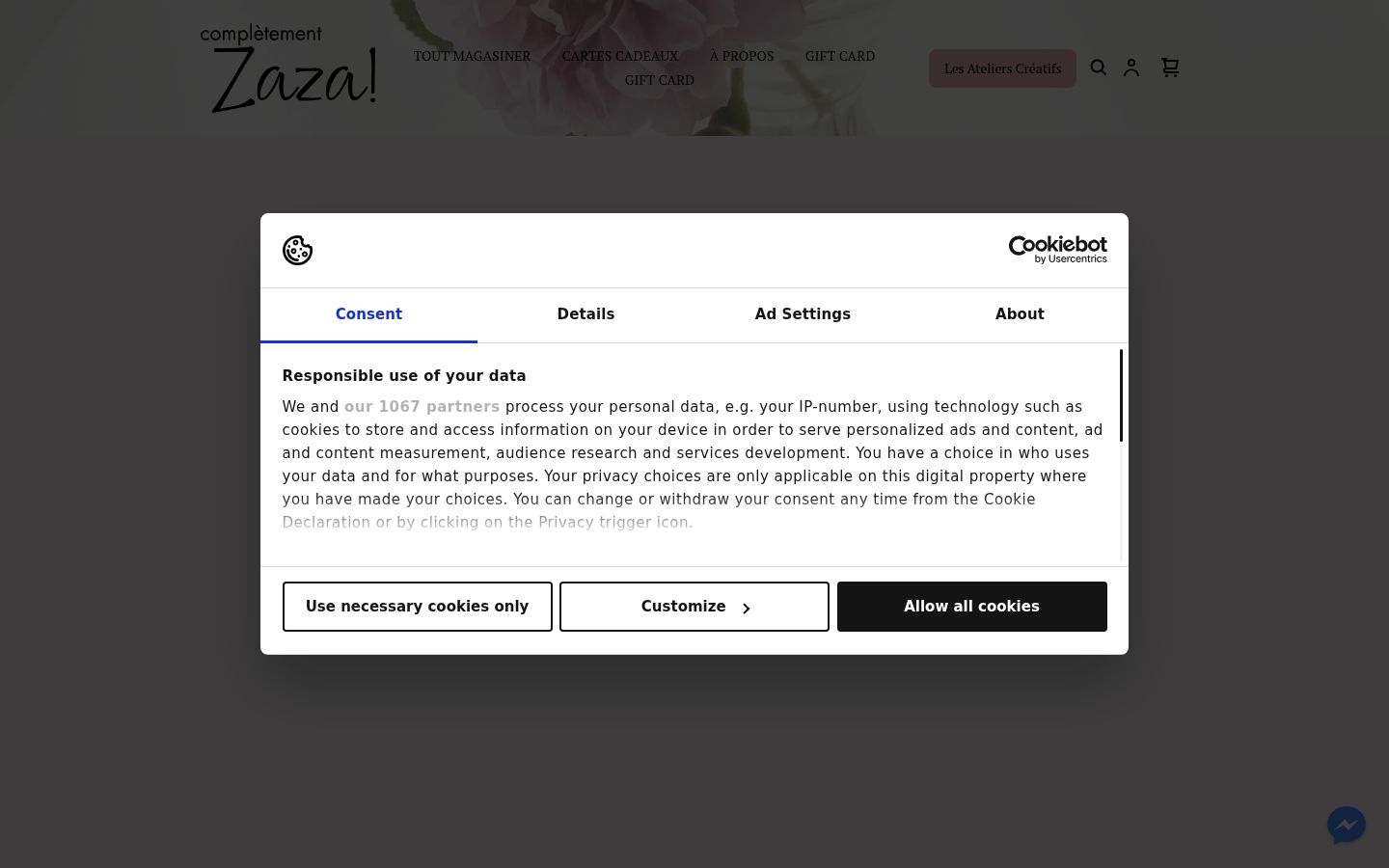 Screenshot of the consent banner shown before any interaction