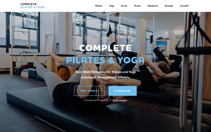 Screenshot of completepilates-yoga.de