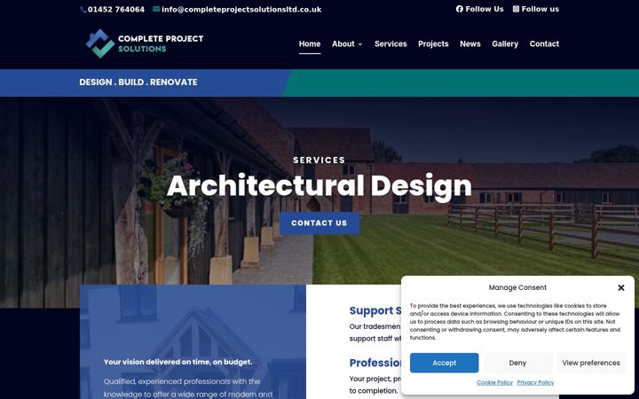 Ekrano kopija completeprojectsolutions.co.uk