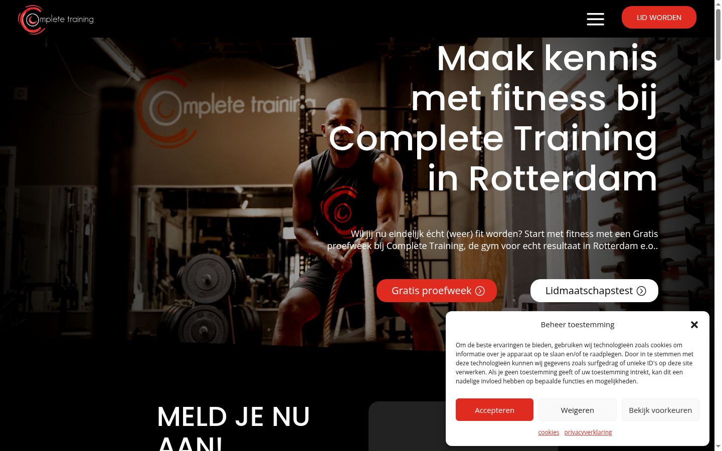 Screenshot van de toestemmingsbanner zoals getoond vóór enige interactie