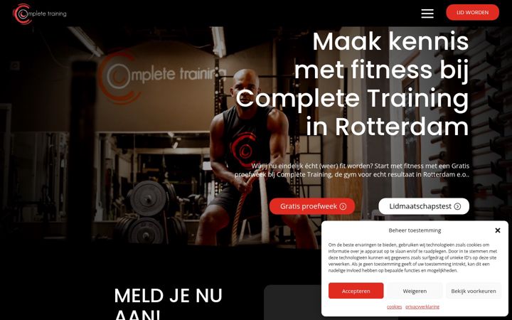 Screenshot stránky completetraining.nl