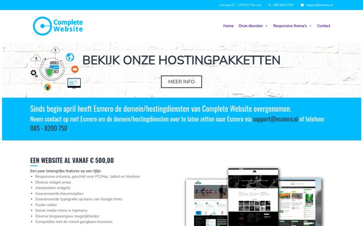 Screenshot stránky completewebsite.nl