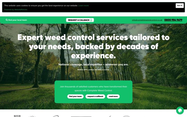 Screenshot of completeweedcontrol.co.uk