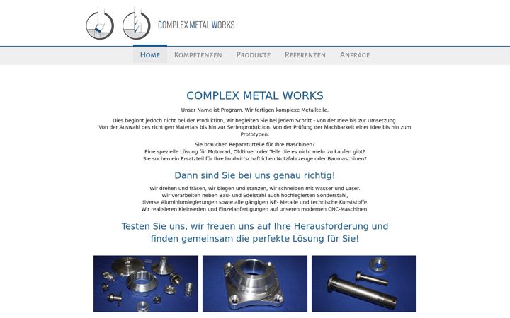 Screenshot of complexmetalworks.de