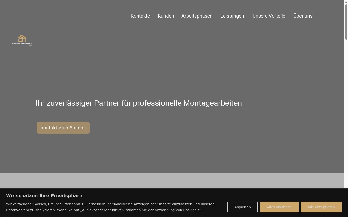 Screenshot des Einwilligungsbanners vor jeglicher Interaktion