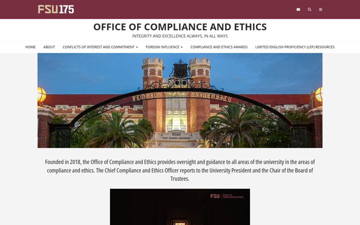 Screenshot von compliance.fsu.edu