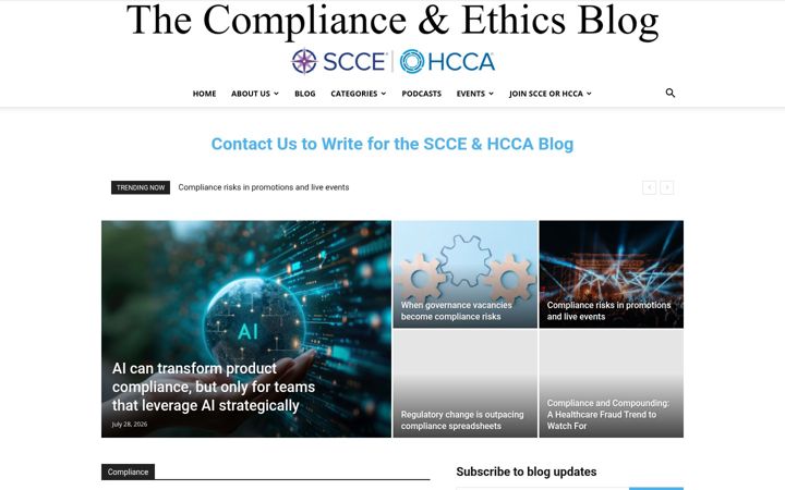 Screenshot of complianceandethics.org