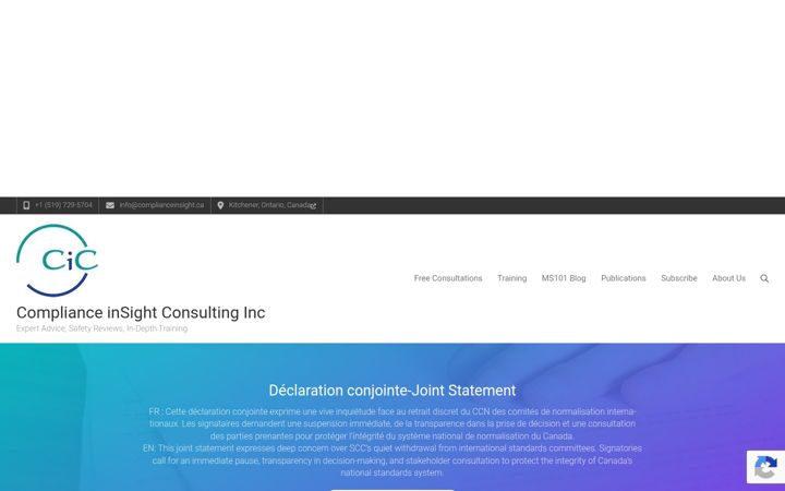 Skärmbild av complianceinsight.ca
