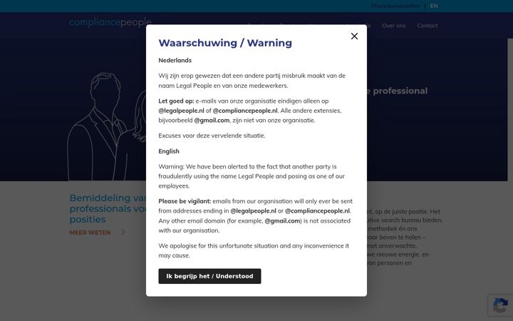 Screenshot stránky compliancepeople.nl