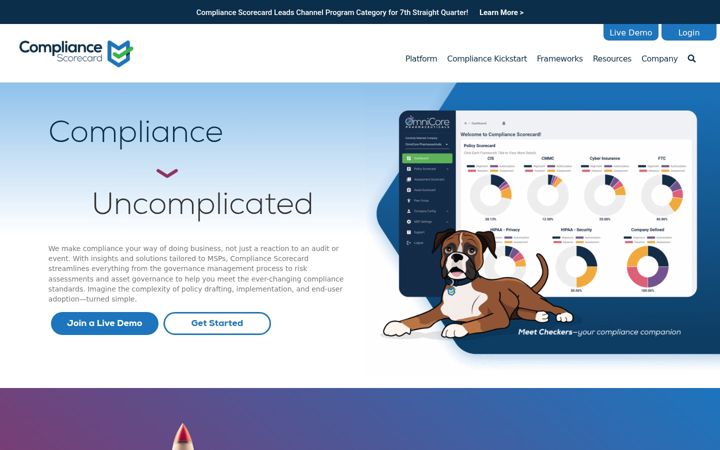 Screenshot of compliancescorecard.com
