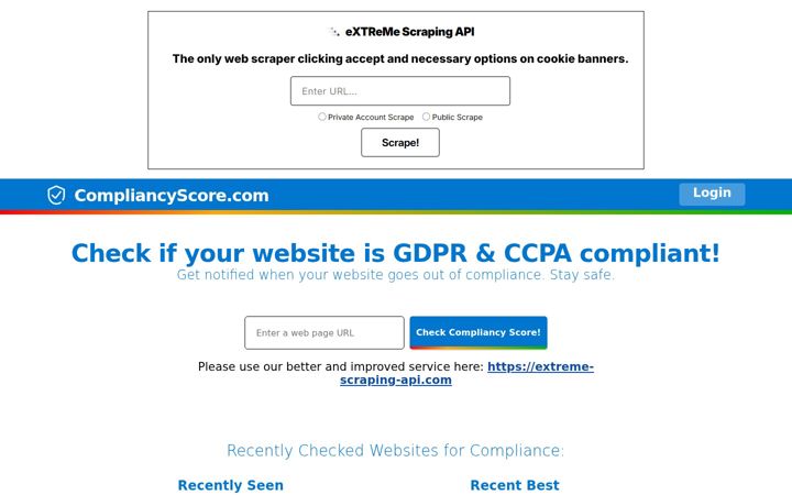 Screenshot of compliancyscore.com