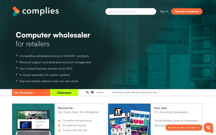Screenshot of complies.eu