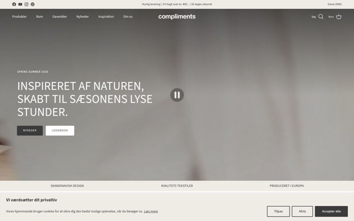 Screenshot of compliments.dk