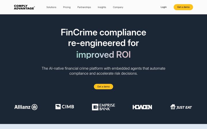 Screenshot of complyadvantage.com