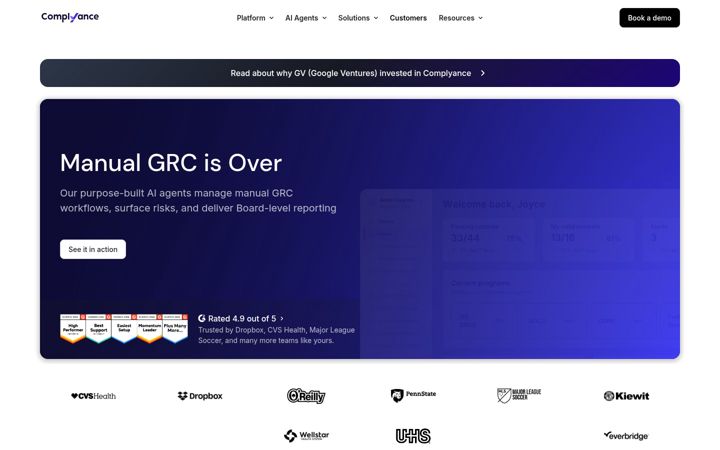 Screenshot of complyance.com