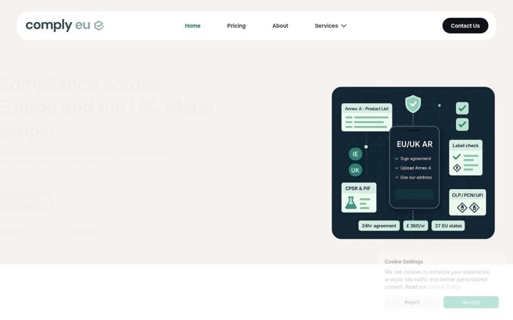 Screenshot of complyeu.com