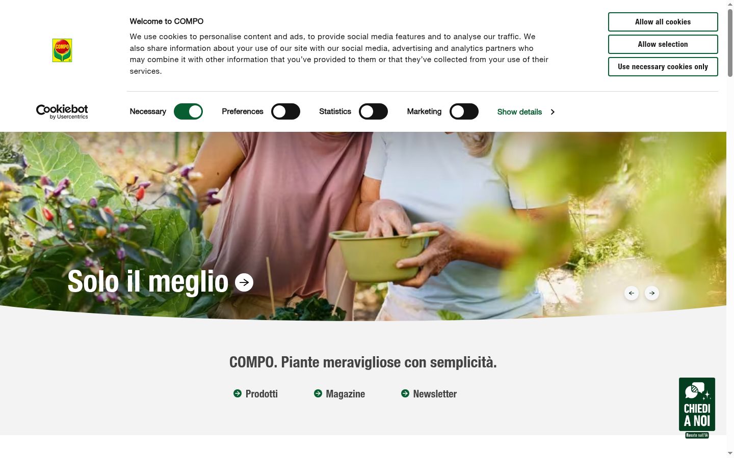 Snimka zaslona bannera za privolu prikazanog prije bilo kakve interakcije