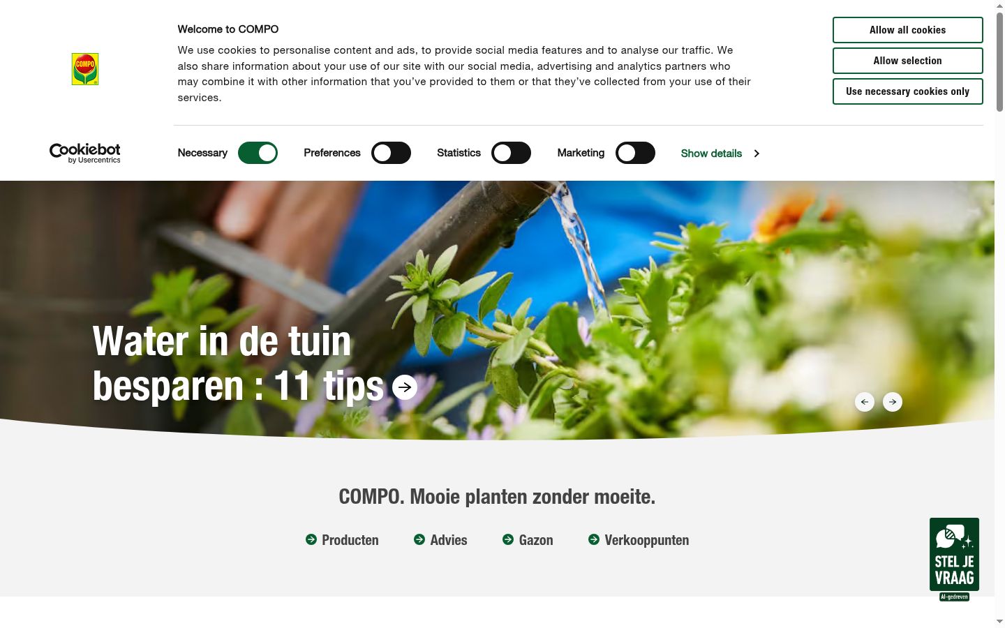 Screenshot of the consent banner shown before any interaction