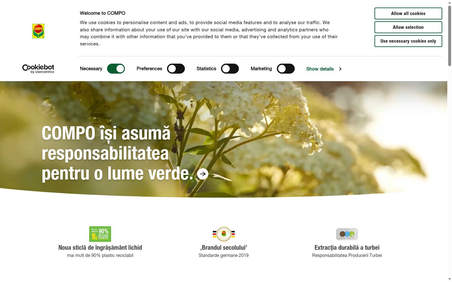 Snimka zaslona bannera za privolu prikazanog prije bilo kakve interakcije