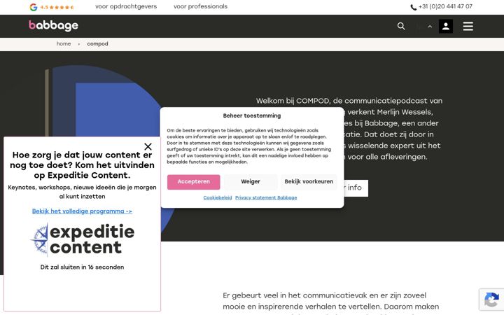 Kuvakaappaus sivustosta compod.nl