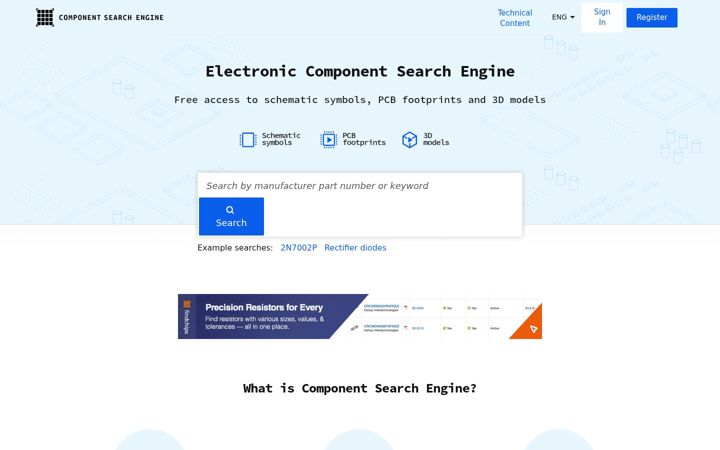 Skjermbilde av componentsearchengine.com