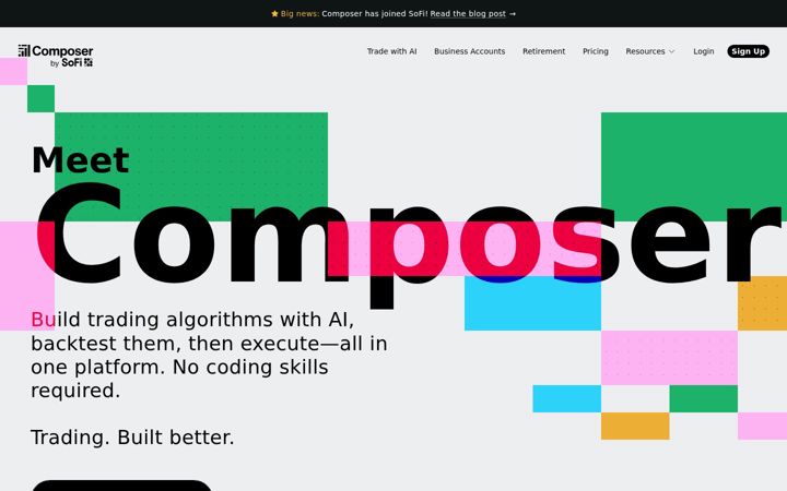 Screenshot of composer.trade