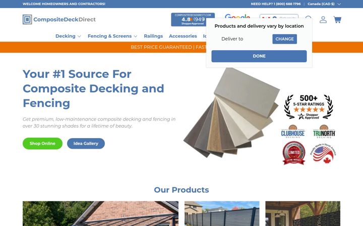 Screenshot von compositedeckdirect.com